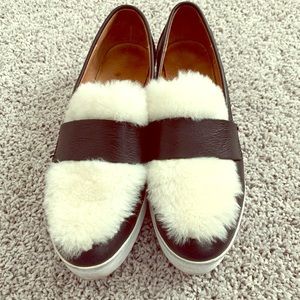All Black leather & fur Loafers